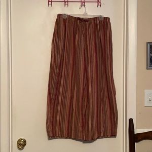 Linen Wide Leg Capri Pants/plus size